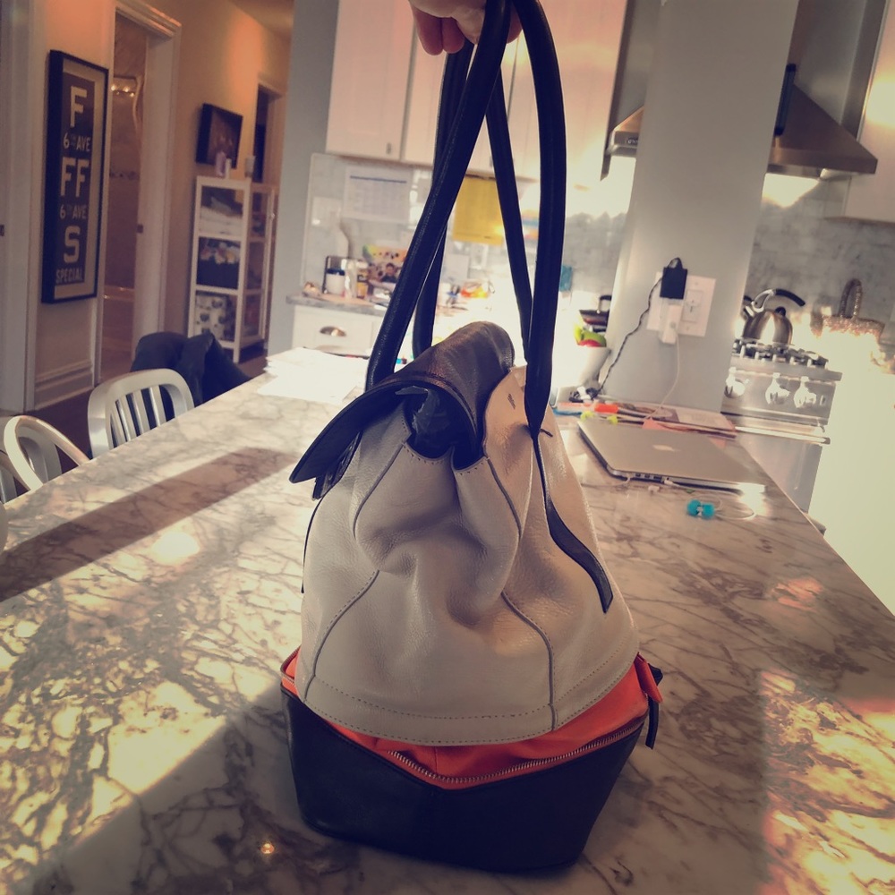 DVF “Harper Laurel” Canvas Leather Shoulder Bag